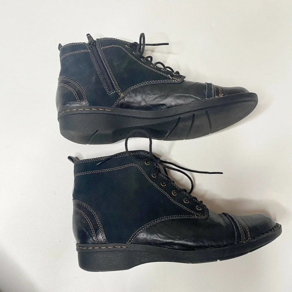 Clarks Soft Cushion Black Leather Boots